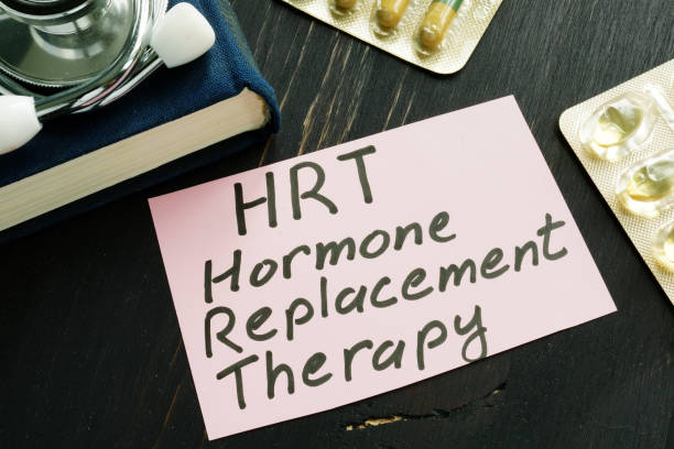 Hormone Replacement Therapy HRT Sign And Stethoscope.